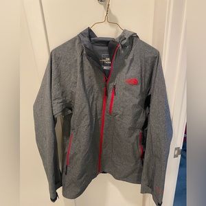 The North Face Nwot Hyvent Red Gray Rain Hiking Hooded Full Zip Coat Jack